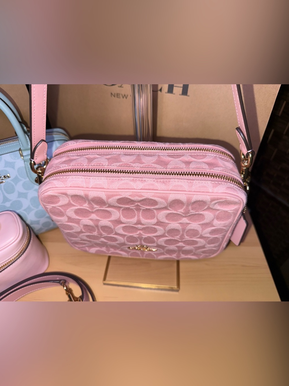 Coach Outlet Carey Crossbody Bag In Signature Pink Denim - Picture 8 of 15